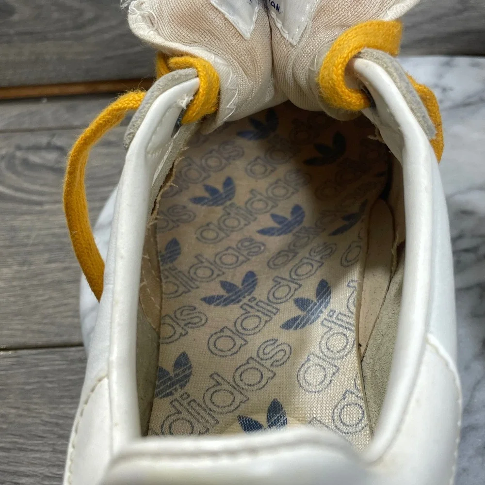 Vintage Adidas Soccer Shoes Mens 8 White Leather Triple Crown Futbol Retro 80s
